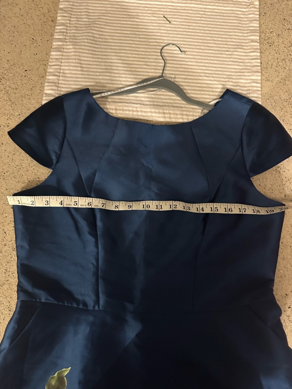 Kay Unger Ina Peony Mikado Cocktail Dress Navy Floral Midi - Picture 7 of 9